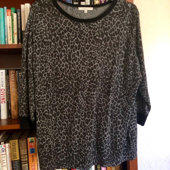Sejour Sweaters - Sejour animal print three-quarter sleeve sweater